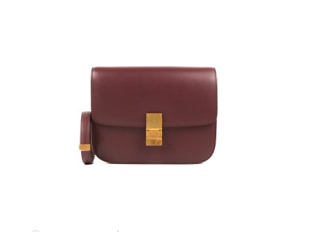 Celine Medium Classic Box Flap Burgundy Calfskin Online now