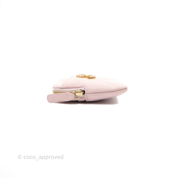 Chanel 19 Zip Card Holder Light Pink Lambskin Gold Hardware Hot on Sale