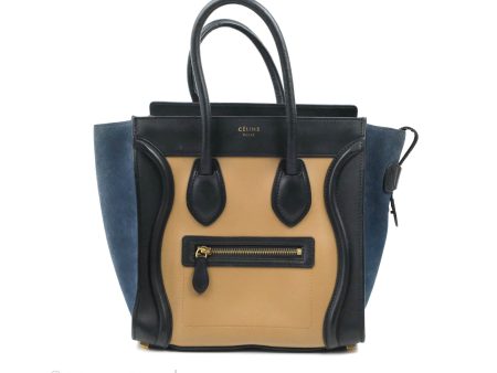 Celine Micro Luggage Bag Navy Beige Black Calfskin Cheap