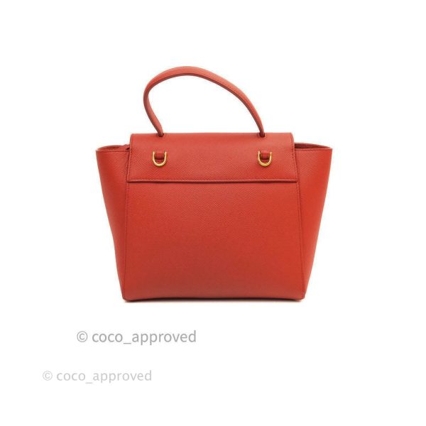 Celine Grained Calfskin Nano Belt Bag Red Gold Hardware Fashion