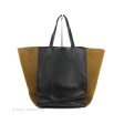 Celine Large Cabas Phantom Brown Suede Black Calfskin Fashion