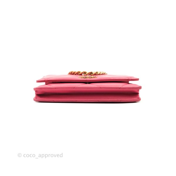 Chanel 19 Wallet on Chain WOC Pink Mixed Hardware Online now