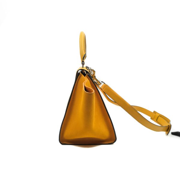 Celine Small Trapeze Bag Mustard Yellow Grained Calfskin Online Hot Sale