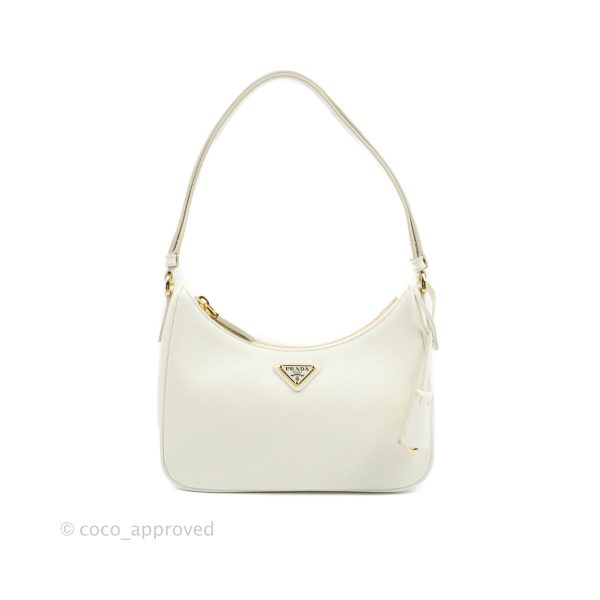 Prada Saffiano Leather Mini Bag White Gold Hardware Supply