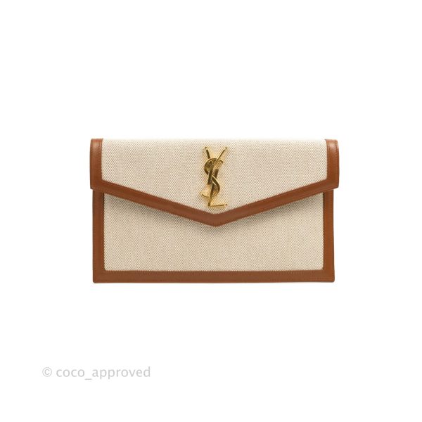 Saint Laurent Uptown Pouch Tan Natural Beige Canvas Online now