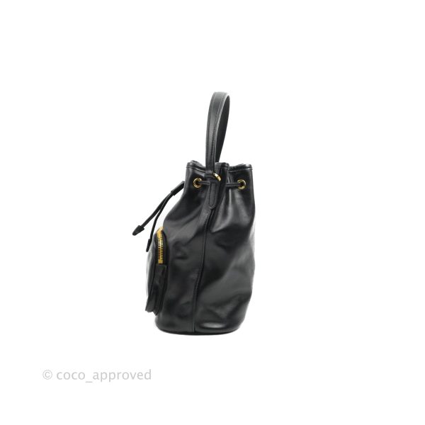 Prada Duet Bucket Bag Black Leather Sale