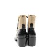 Chanel Beige Black Calfskin CC Lace Up Short Boots 37.5 Hot on Sale