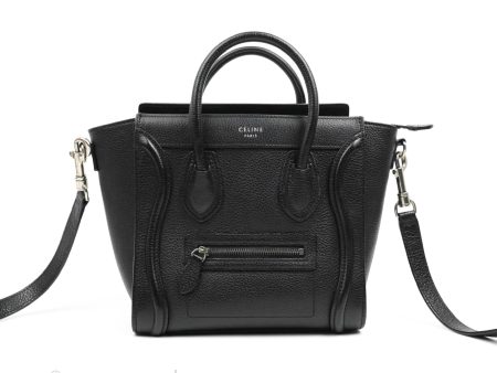 Celine Nano Luggage Black Drummed Calfskin Silver Hardware Discount