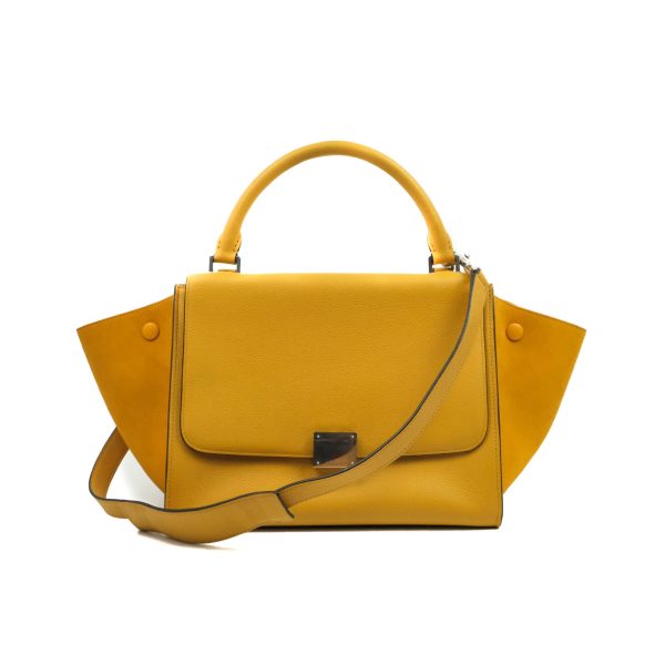 Celine Small Trapeze Bag Mustard Yellow Grained Calfskin Online Hot Sale