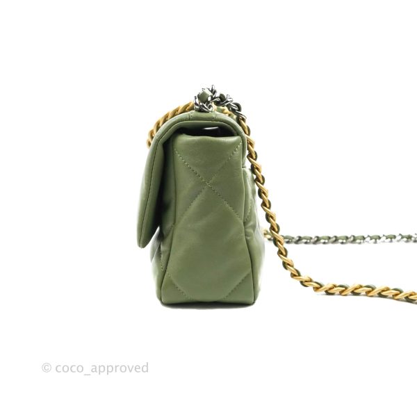 Chanel 19 Small Olive Green Mixed Hardware on Sale