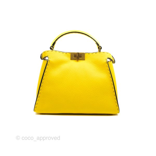 Fendi Small Peekaboo Iseeu Yellow Grained Leather Gold Hardware Cheap