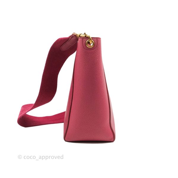 Celine Sangle Bucket Bag Grained Calfskin Dark Pink Gold Hardware Online Sale