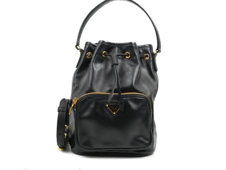 Prada Duet Bucket Bag Black Leather Sale