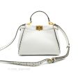 Fendi Peekaboo Mini White Grained Leather Gold Hardware Online now