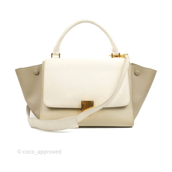 Celine Small Sleek Calfskin Tri-Color Trapeze Ivory Discount