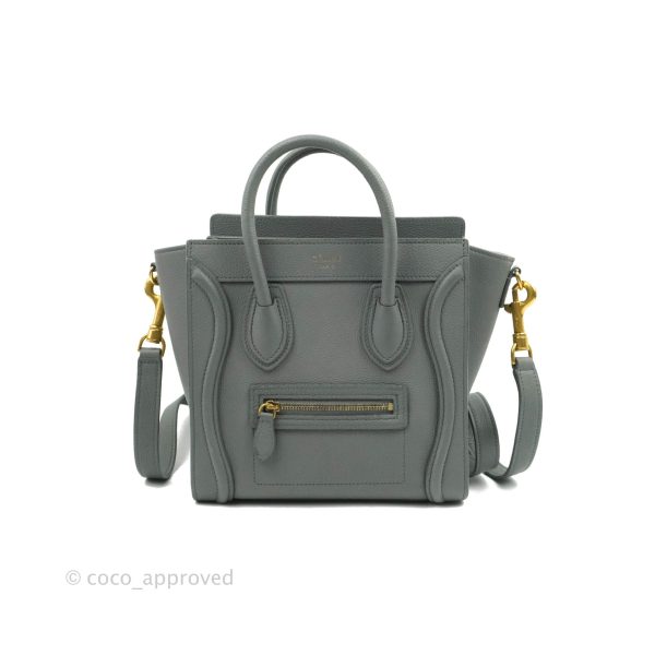 Celine Nano Luggage Grey Drummed Calfskin Online Sale