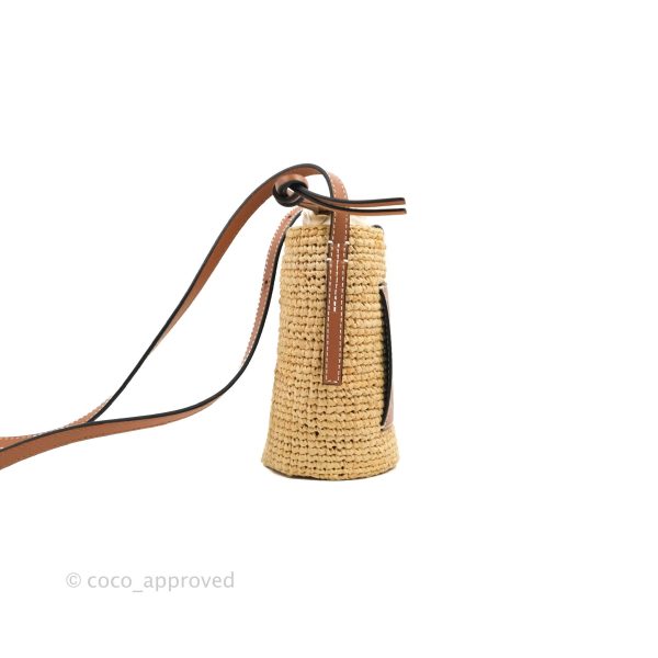 Loewe Cylinder Pocket In Raffia and Calfskin Natural Tan Hot on Sale