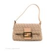 Fendi Zucchino Mini Mama Baguette Beige Pink Gold Hardware Hot on Sale