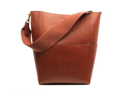 Celine Sangle Bucket Bag Calfskin Brick Red Gold Hardware Hot on Sale