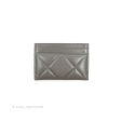 Chanel 19 Quilted Grey Flat Card Holder Silver Hardware Hot on Sale