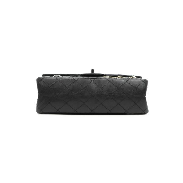 Chanel 2.55 Reissue Lucky Charms 225 Flap Black Crumpled Calfskin Ruthenium Hardware For Sale