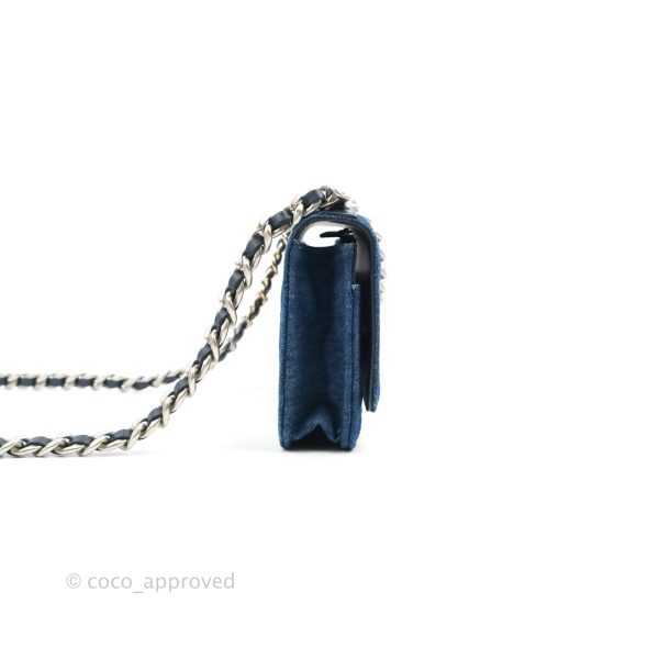 Chanel 19 Wallet on Chain WOC Blue Denim Mixed Hardware For Sale