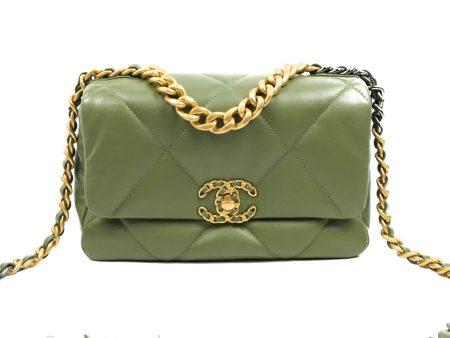 Chanel 19 Small Olive Green Mixed Hardware on Sale