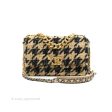 Chanel 19 Medium Tweed Houndstooth Black Beige Mixed Hardware Hot on Sale