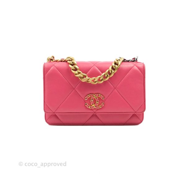 Chanel 19 Wallet on Chain WOC Pink Mixed Hardware Online now