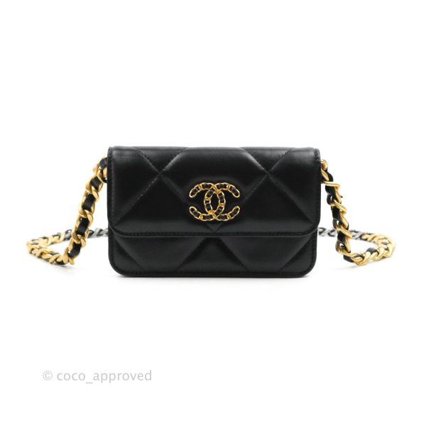 Chanel 19 Mini Clutch with Chain Black Lambskin Mixed Hardware Online