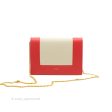 Celine Frame Evening Chain Clutch Ivory Red Smooth Lambskin Gold Hardware Cheap