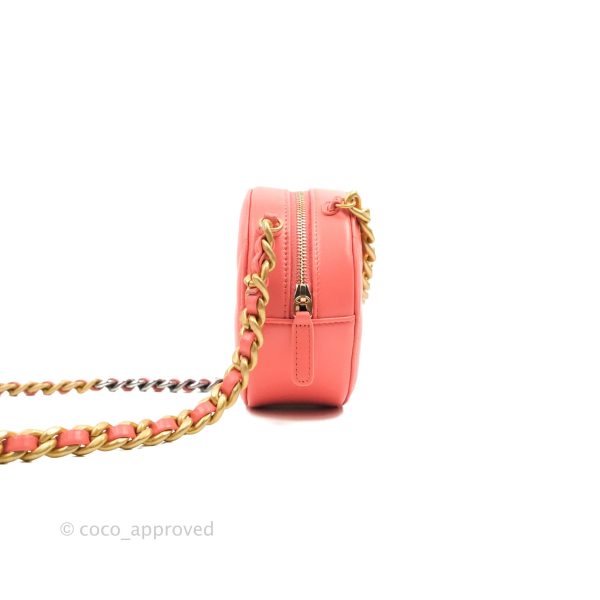 Chanel 19 Round Clutch With Chain Coral Pink Mixed Hardware For Cheap