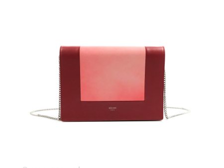 Celine Frame Evening Clutch On Chain Red Pink Smooth Lambskin Silver Hardware For Sale