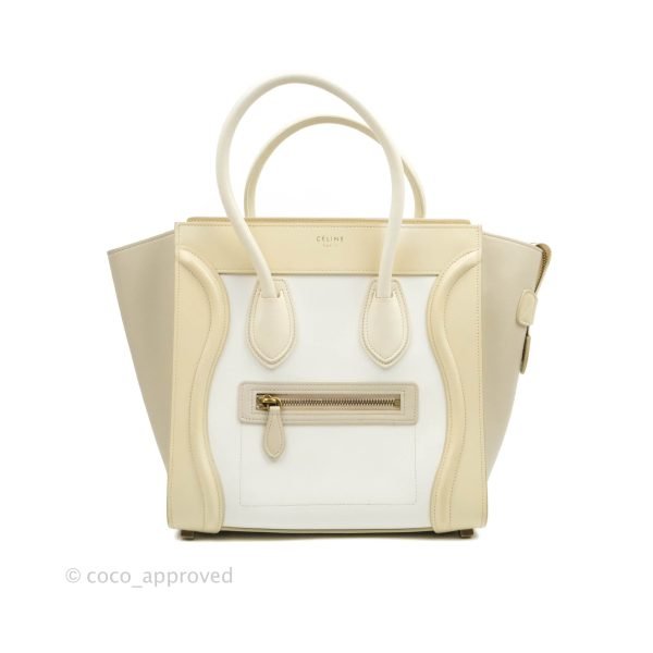 Celine Micro Luggage Light Beige White Calfskin For Sale