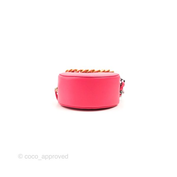 Chanel 19 Round Clutch With Chain Dark Pink Mixed Hardware For Sale