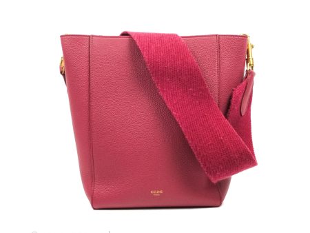 Celine Sangle Bucket Bag Grained Calfskin Dark Pink Gold Hardware Online Sale