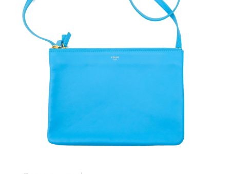 Celine Large Trio Crossbody Bag Sky Blue Lambskin Gold Hardware on Sale