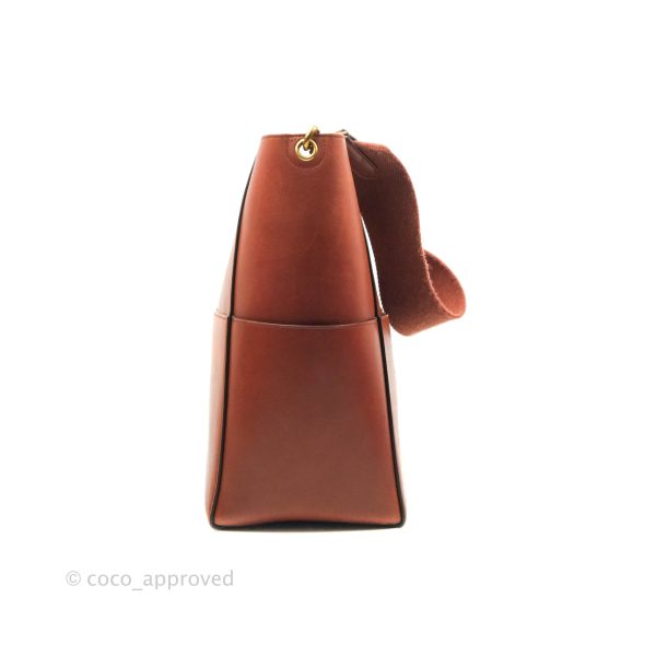 Celine Sangle Bucket Bag Calfskin Brick Red Gold Hardware Hot on Sale