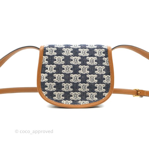 Celine Mini Besace in Navy Textile with Triomphe Embroidery Calfskin Online now