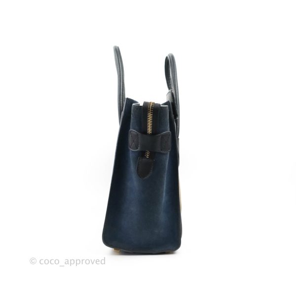 Celine Micro Luggage Bag Navy Beige Black Calfskin Cheap