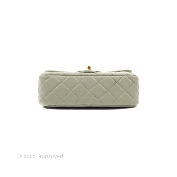 Chanel Mini Rectangular Pearl Crush Quilted Grey Lambskin Aged Gold Hardware 22C Discount