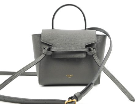 Celine Pico Belt Bag Grey Grained Calfskin Gold Hardware For Cheap