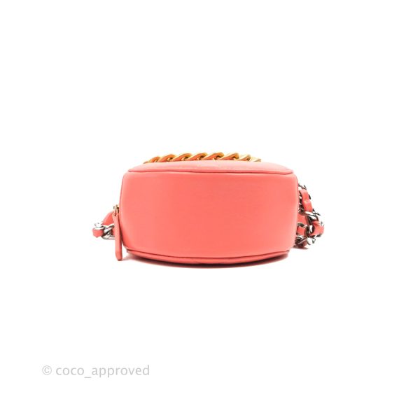 Chanel 19 Round Clutch With Chain Coral Pink Mixed Hardware For Cheap