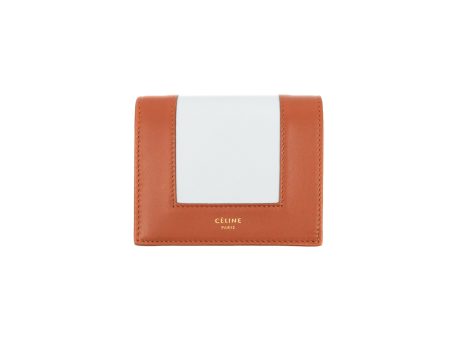 Celine Frame Wallet Brown Light Blue Lambskin Gold Hardware For Sale