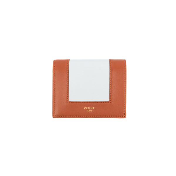 Celine Frame Wallet Brown Light Blue Lambskin Gold Hardware For Sale