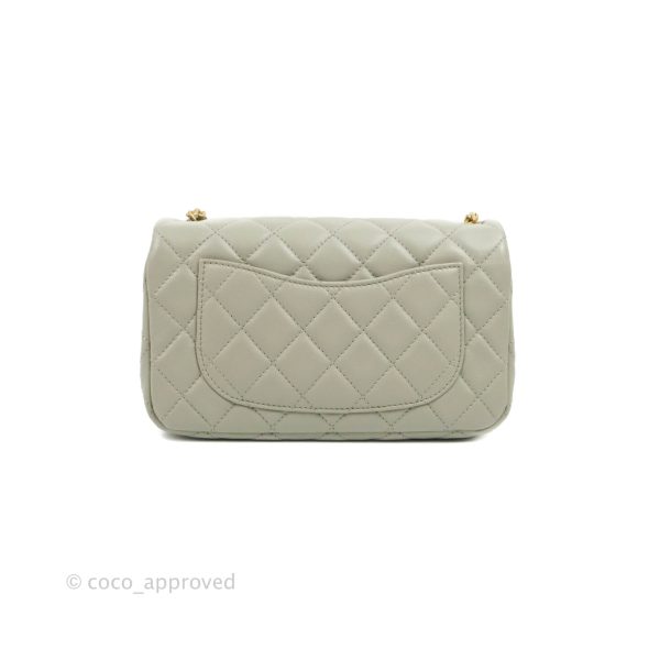 Chanel Mini Rectangular Pearl Crush Quilted Grey Lambskin Aged Gold Hardware 22C Discount