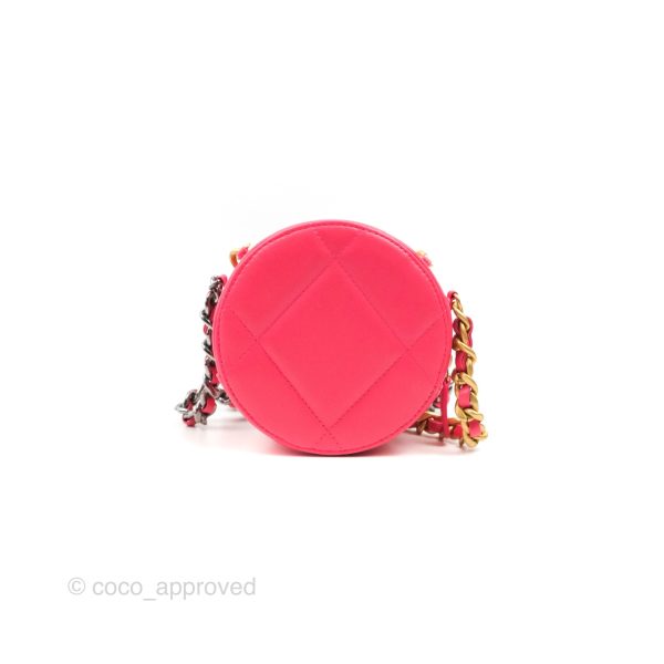 Chanel 19 Round Clutch With Chain Dark Pink Mixed Hardware For Sale