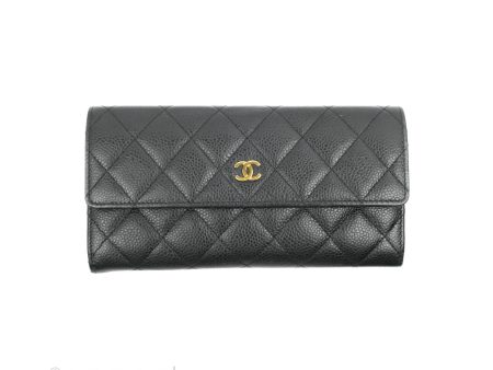 Chanel Black Caviar Quilted Large Classic Flap Wallet Discount