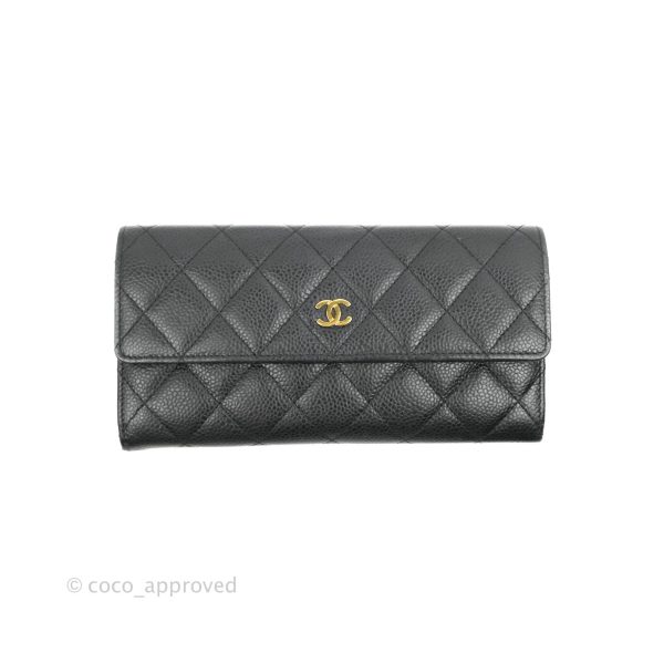 Chanel Black Caviar Quilted Large Classic Flap Wallet Discount