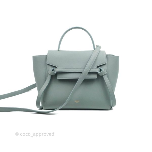 Celine Micro Belt Bag Light Blue Grained Calfskin Gold Hardware Hot on Sale